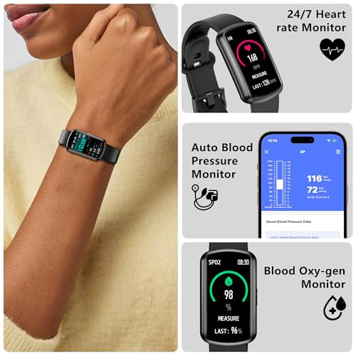 Image of Health Fitness Tracker, Smart Watch with 24 /7 Heart Rate, Activity Tracker with Blood Pressure and Blood Oxygen Monitor, 120 Sport Mode Waterproof Sleep Tracker for Women Men