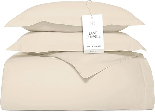 BOLL & BRANCH Signature - Juego de edredón con dobladillo Funda de edredón de lujo 100% algodón orgánico de tacto suave y 2 fundas de almohada con BOLL & BRANCH Signature - Juego de edredón con dobladillo Funda de edredón de lujo 100% algodón orgánico de tacto suave y 2 fundas de almohada con