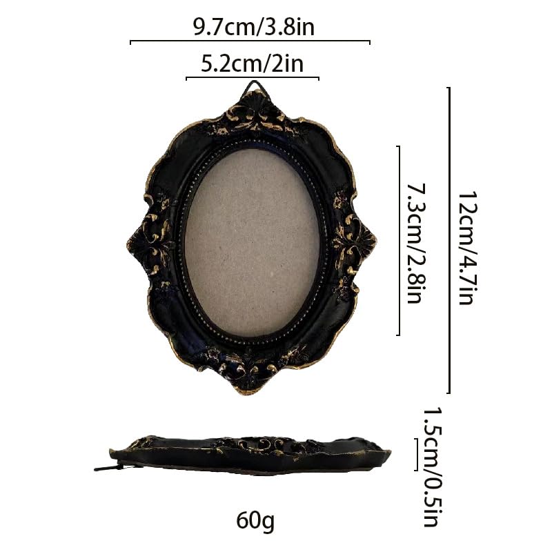 Image of Vintage Decorative Mini Picture Frames Set, Black with Gold Accents, 3 Pack Antique Style Resin Photo Frames for Wall Display, DIY Jewelry, Photography (Black gold)