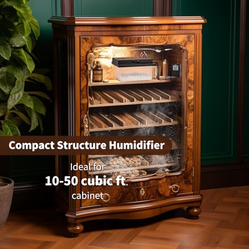 Briidea Electric Humidifiers for Cabinet (10-50 Cubic Ft.), 30% RH~80% RH Humidity Setting Values, Perfect Monitoring Temperature and Humidity, 12V Adapter Power Supply