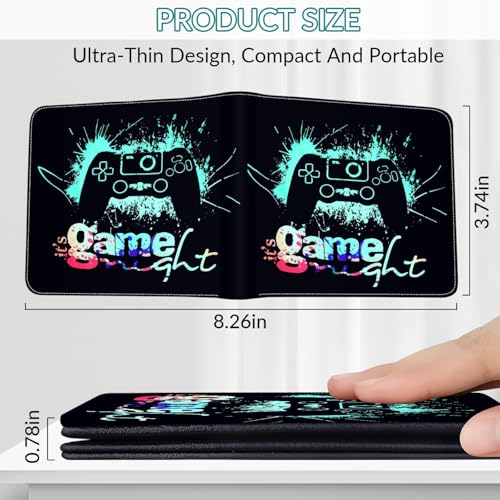 Image of Teen Boys Wallet Gifts for Gamers Boys Gamepad Leather Wallets Credit Id Card Cash Holder Rfid Blocking Zipper Aesthetic Wallets With Coin Pocket Id Window Gaming Wallets for Gamers Men Boys Teenager