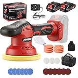 Cordless Car Buffer Polisher, 6 inch Car Polisher with 2 x 21V 2000mAh Lithium Batteries, 6 Variable Speed Car Buffers with 24 PCS Attachments for Auto Detailing/Polishing/Waxing