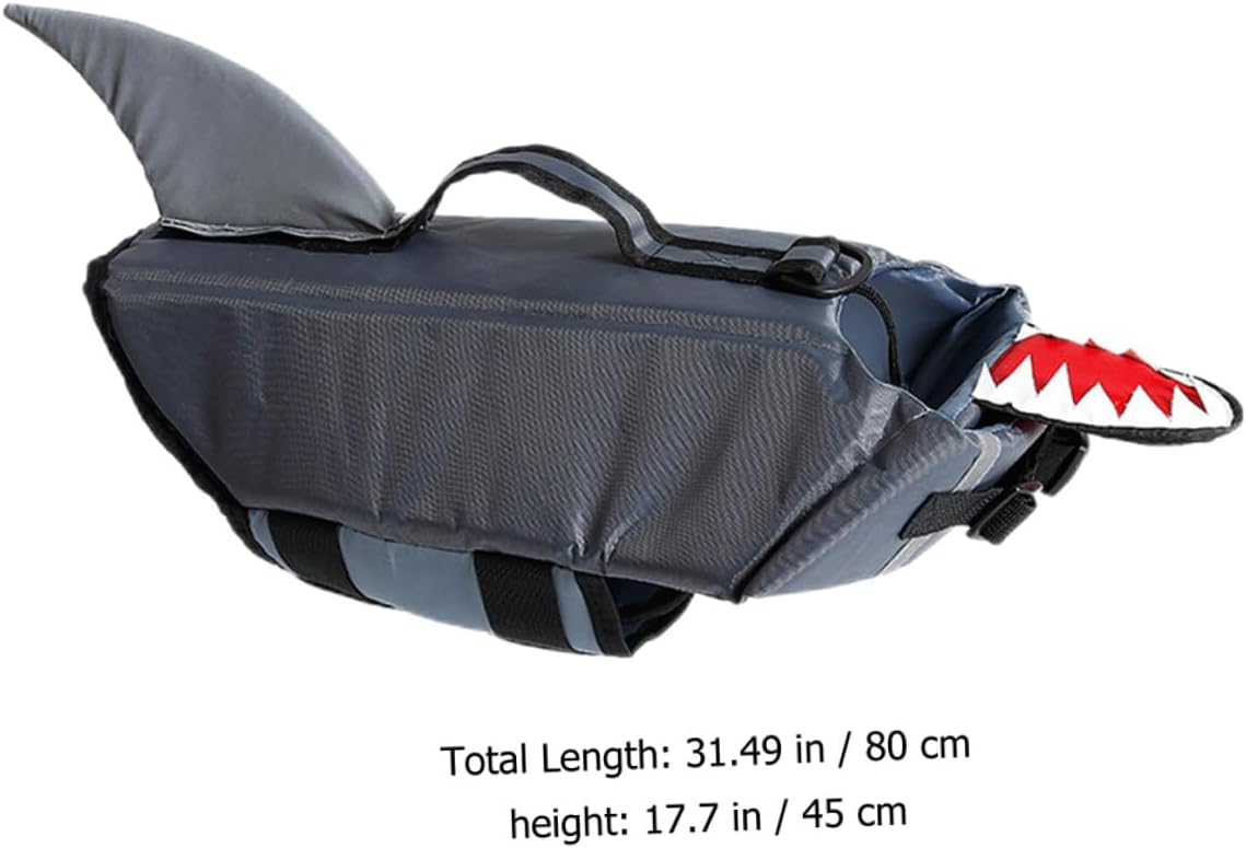 Dog Swim Vest Floating Life Jacket Reflective Gray Shark Costume XL for Outdoor Training Boating Pool Use