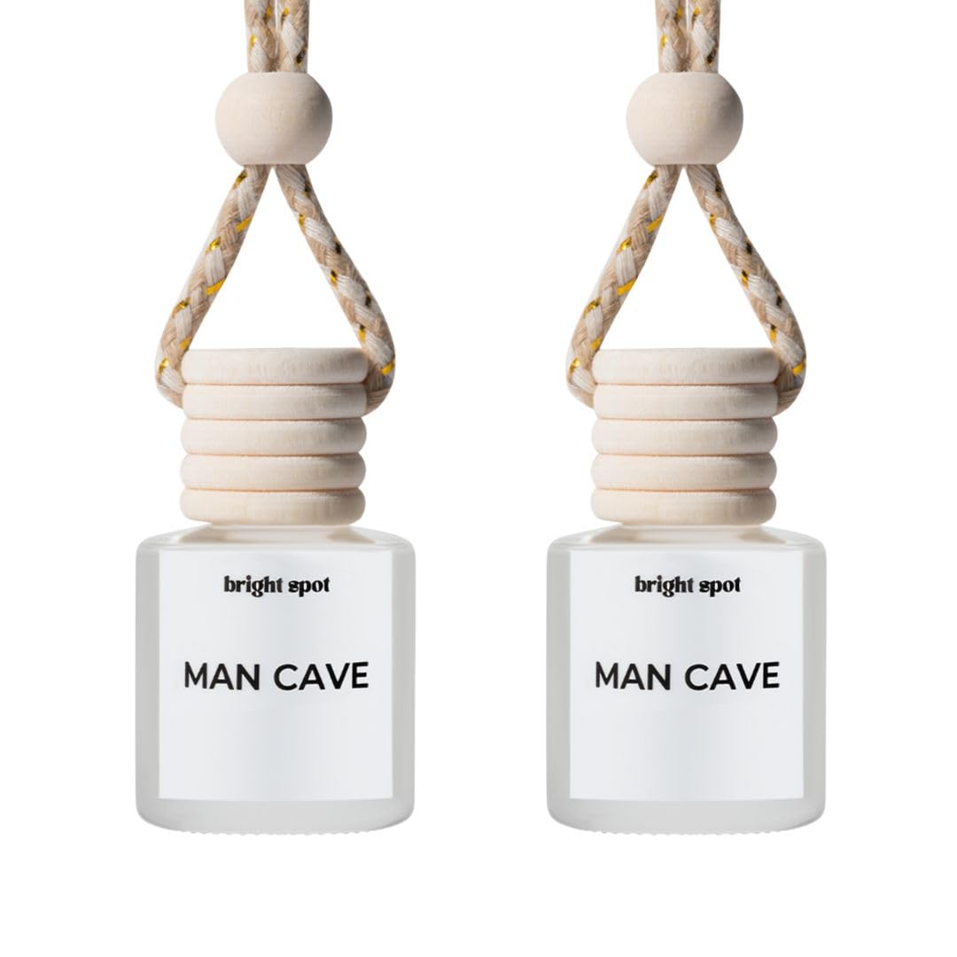 bright spotMan Cave Car Air Freshener - Premium Car Hanging Diffuser, Long-Lasting Fragrance up to 120 days for Auto and Home | Sophisiticated & Woody |Tobacco, Vanilla, Woods | 2-Pack