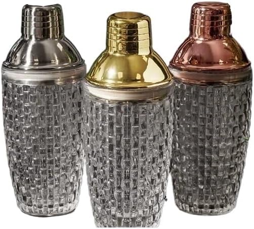 13oz Glass Cocktail Shaker Kit With Leakproof Steel Lid Strainer, Martini Mocktail, 3 Colors Home Use(Glod)