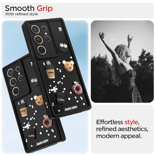 Image of Pikkme Back Cover for Samsung Galaxy S24 Ultra 5G | 3D Cartoon Silicone Case Cute & Fun Full Protective Bumper Cover (Black)