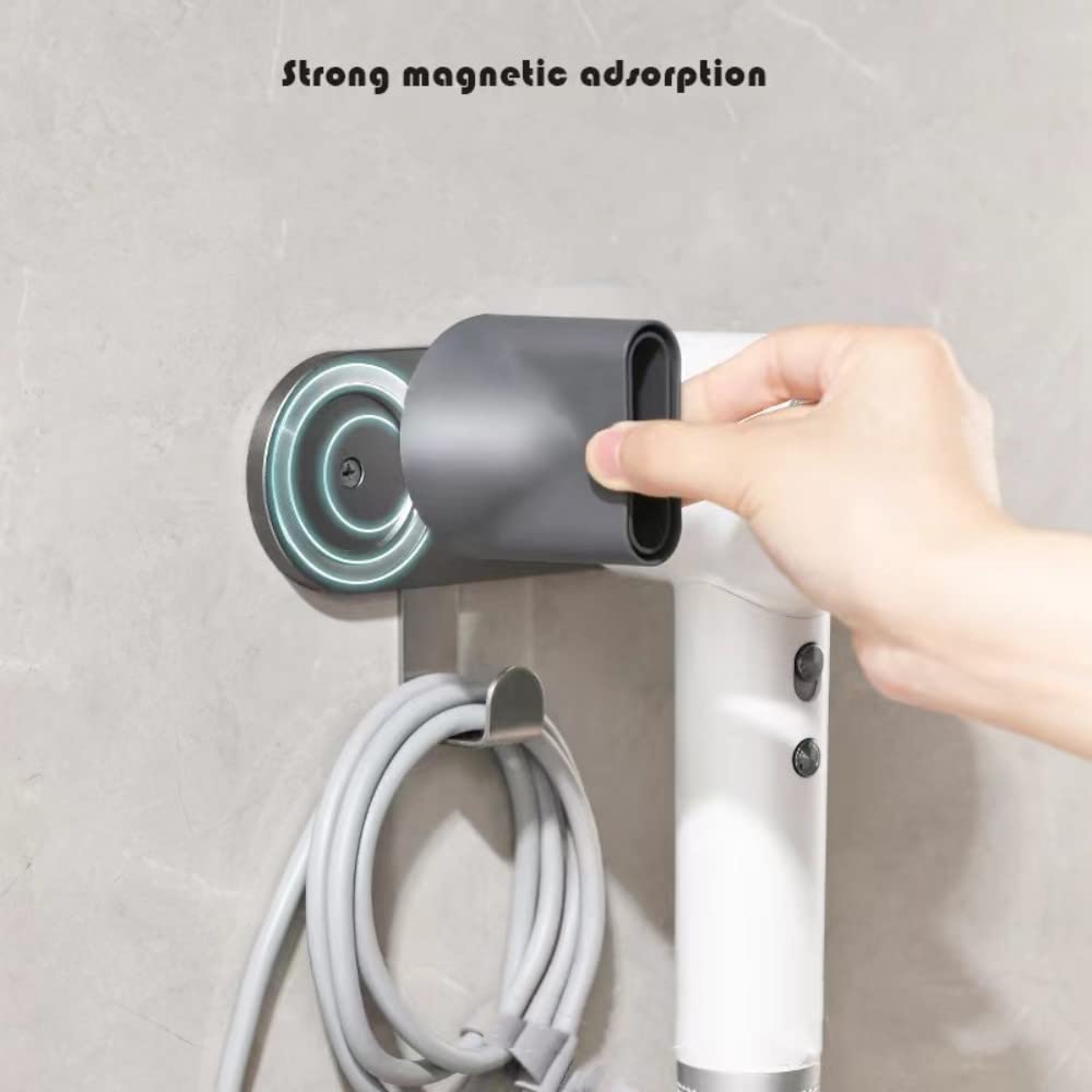 Soporte magnético para secador de pelo, estante organizador montado en la pared, estante de almacenamiento para secador de pelo Dyson Supersonic (plateado)