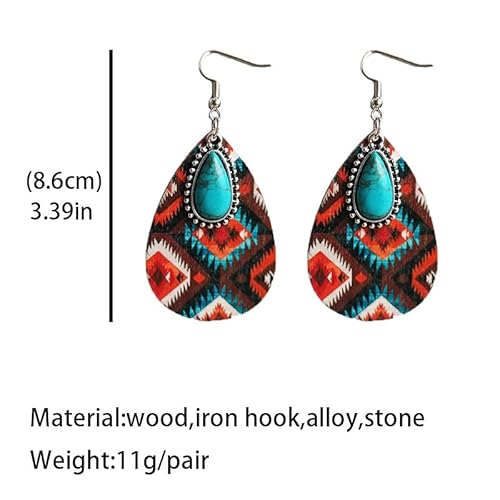 Boho Earrings For Women, Cross Dangle Vintage Flower Fashion Jewelry For Women Gold Silver Aesthetic Unique Bohemian Drop Mother's Day Birthday (Turquoise, Zinc Alloy) #TOP1
