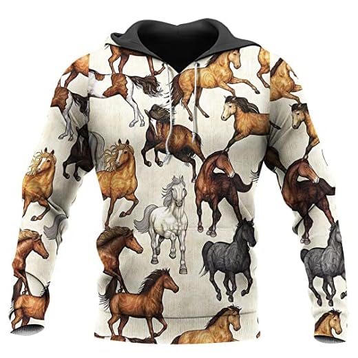 Herr/dam häst 3D-tryck huvtröja hipster streetwear outfit 90-tal pojkar tröjor, hoodies, XL