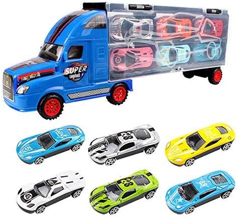 Transport Carrier Truck Toy, Car Transporter with 12 Colorful Mini Metal Cars for Boys and Girls