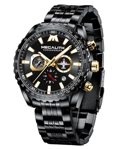 Image of MEGALITH Wrist Watches for Man Analog Classic Waterproof Stainless Steel Chronograph Quartz Date Luminous Hands Mens Casual Watches