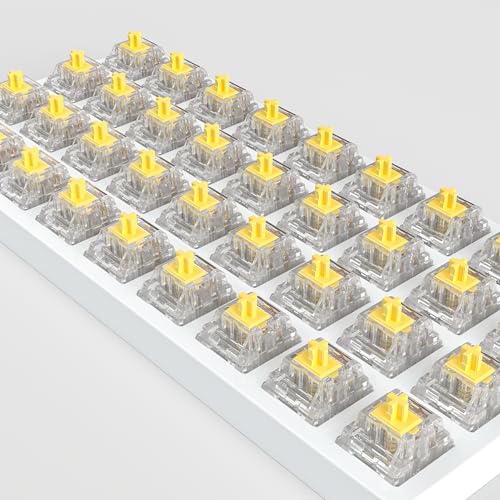 Image of Zhouwang Crystal Yellow Switches, 3-Pin Pre-Lubricated Linear Switches, Dustproof and Waterproof for Mechanical Keyboards. (108Pcs)