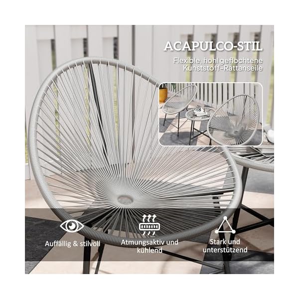 Polyrattan Lounge-Set für 2 Personen Grau