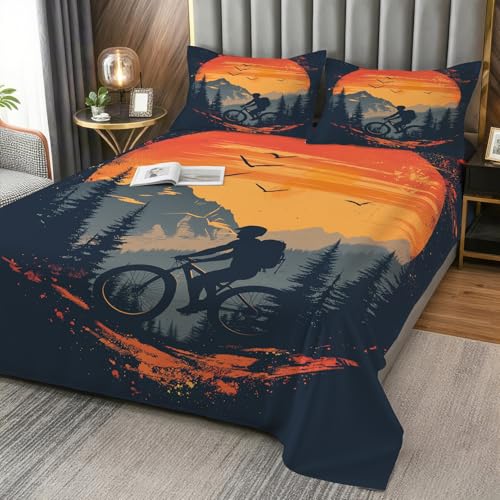 Zoainuos Mountain Bike Bed Sheet Set with Pillowcases