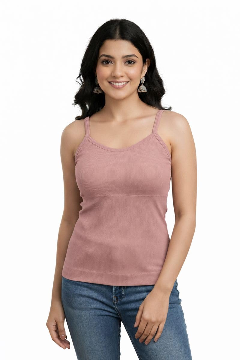 niyati vastra kart Women's Solid Sleeveless Camisole, Ribbed Stretchable Slim Fit, Polyester Blend, Adjustable Halter Neck, Casual Wear-picture-28