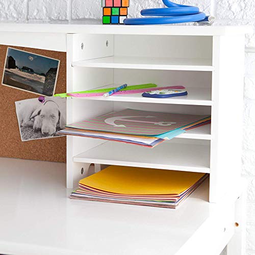 image for Guidecraft Kids Media Desk and Chair Set - White: Kids Writing Desk wi