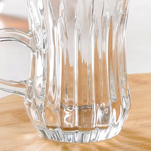 Image of Nestasia Set of 6 Transparent Glass Tea Cups (150ml Each) - Stripped Embossed Durable & 100% Food-Safe Coffee Mugs | Perfect for Coffee, Tea, Hot & Cold Beverages