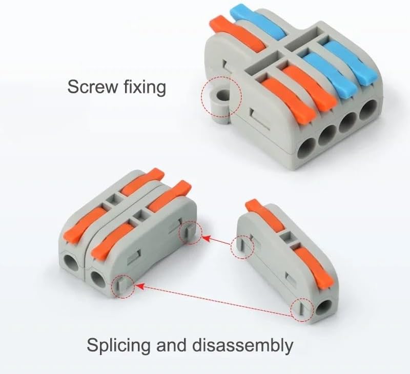 Fast Wire Connector Compact Splitter Lamp Wiring Cable Connector Push-in Conductor Terminal Block(93M-A,10 PCS)