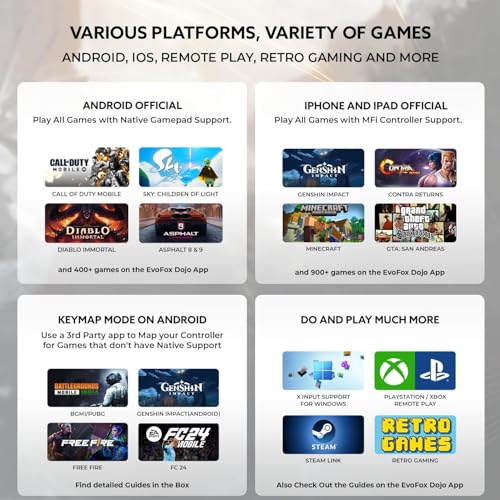 Image of EvoFox Deck Smartphone Gamepad with iPhone /Android, XBOX, HID & Keymap modes | Bluetooth v5.0 | Dual Vibration motors | Magnetic Hall 3D Joysticks | RGB Lighting and Backlit Controls