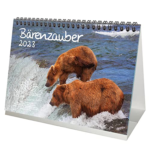 Bärenzauber Calendrier de table DIN A5 pour ours 2023 – Coffret cadeau Contenu : 1 calendrier, 1 carte de vœux et 1 carte de vœux (3 pièces au total)