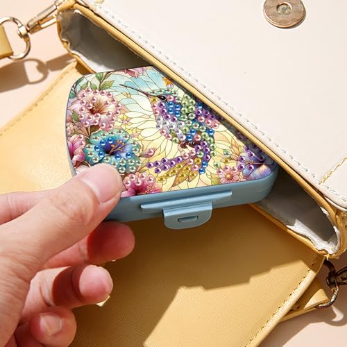 Image of ARTopet Diamond Art Painting Mini Storage Box with 6-Grid Creative Design Compact Portable Small Case for Purse Travel Daily (Hummingbird)