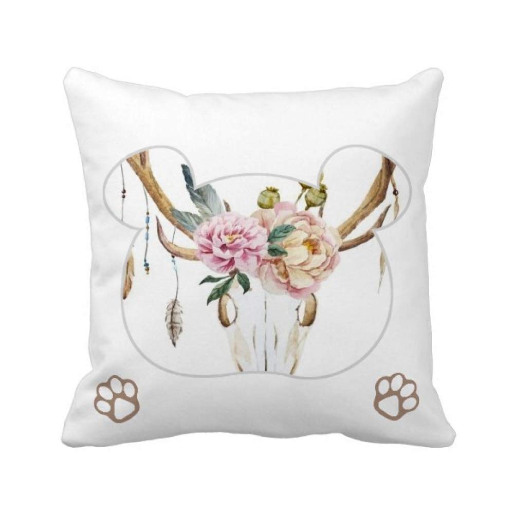 Housse de coussin cerf et feuilles avec finitions textiles de qualité