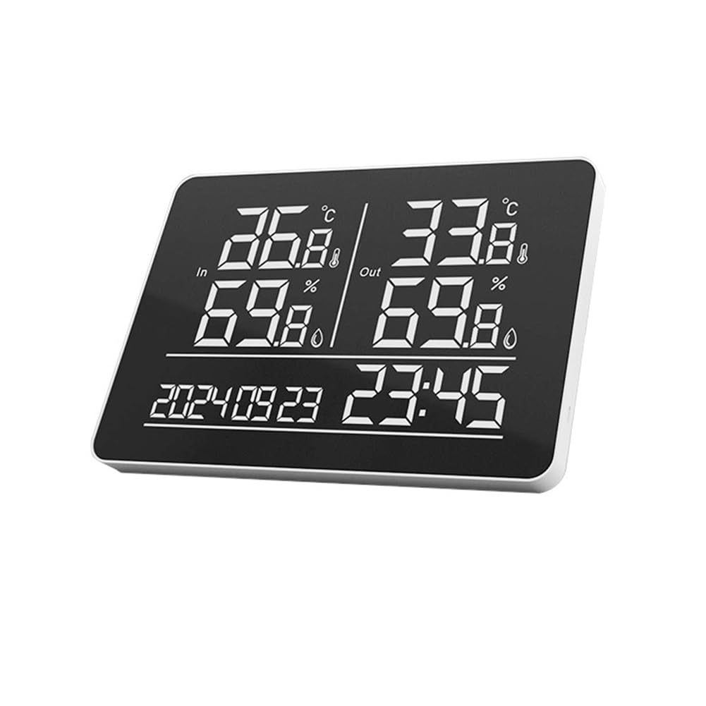 Jnchdghwa As Shown Indoor/Outdoor Temperature And Humidity Monitoring Thermometer And Hygrometer Time And Date Display Desktop Wall-Mounted Design