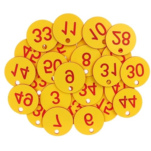 Étiquettes numérotées plastique jaune 1-200 pour marquage casier et jeton de vestiaire