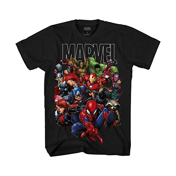 Marvel Avengers Guardians of The Galaxy Team Up All Time Men's Adult Graphic Tee T-Shirt