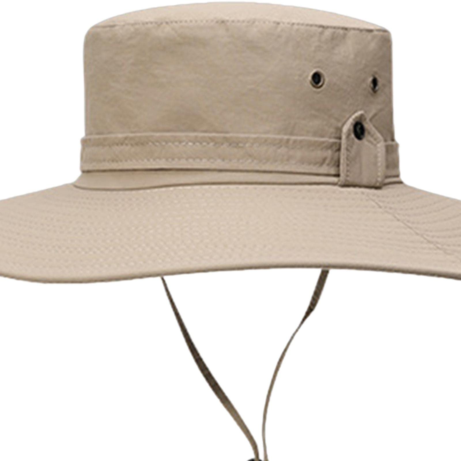 LOVIVER Cappello da pescatore larga Cappellini da pesca Cinturino regolabile leggero Casual Comodo Cappello da sole Visiera per arrampicata Sport, Stile a cachi