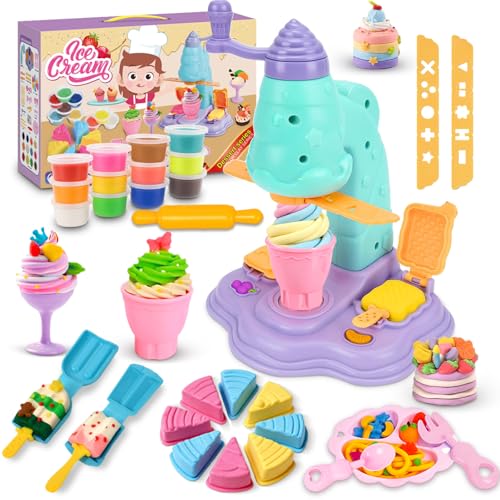 Jeux Enfant 3 Ans, 42 pièces Pâte À Modeler pour Enfants, Machine à Crème Glacée et Accessoires, Pâtes, pour Enfants Dès 3 Ans