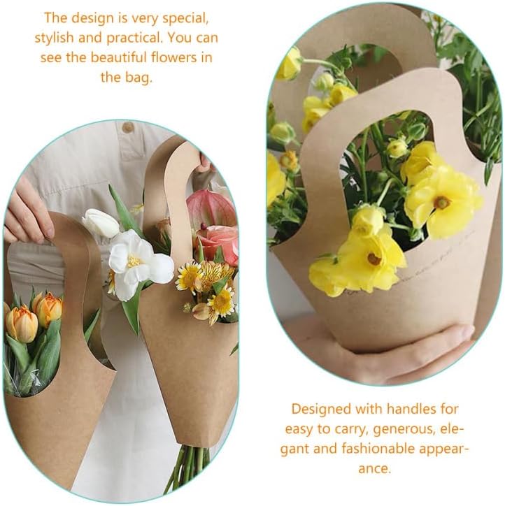 Miniatura 5 de ULTECHNOVO 20 unids ramo bolsas arreglo floral bolsa bolsas de papel bolsas de flores de mano bolsas de papel de embalaje floral bolsas de embalaje