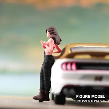 1/64 Scale Painted Sexy Standing Female Model Toy Figure, Smoking Street Female in Thinking Posture Model Figurine, Handsome Girl Collectible Figurine