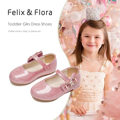 Image of Felix & Flora Toddler Flower Girl Dress Shoes - Baby Girl Ballet Mary Jane Flats for Party School Wedding
