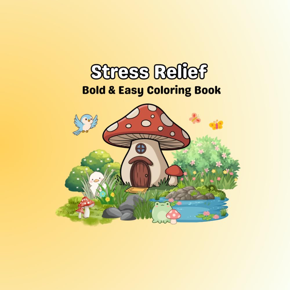 Stress Relief: Coloring Book for Adults, Easy, Simple, Relaxing