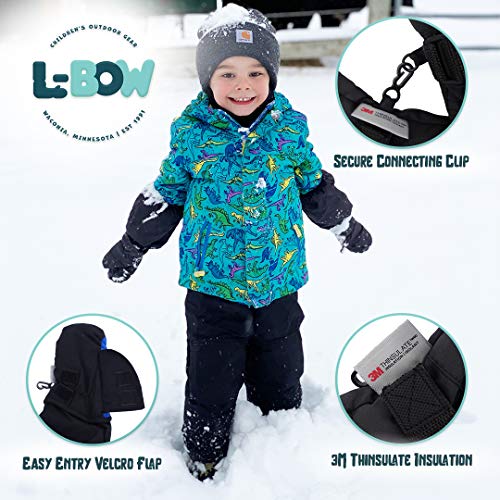 L-Bow Kids Mittens + Super Soft Easy Entry Style for Kids Mittens + Waterproof Stay On Design2