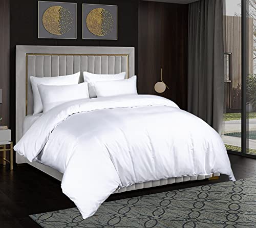 Sapphire Collection Bedding Duvet Cover Soft Brushed Microfibre Duvet Cover with Pillowcases Bedding Quilt Cover Set Wrinkle free (White Single)