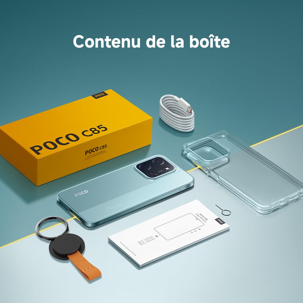 XIAOMI POCO C85 Smartphone 6+128 Go Double Caméra IA 50 MP - Noir | Écran 6,9 pouces 120Hz, Épaisseur 8mm, batterie 6000mAh, MediaTek Helio G81-Ultra, 2 ans de garantie, chargeur non inclus