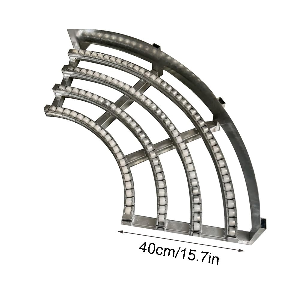 YJEUZCD Light-Duty Warehouses Gravitys Conveyor, 90 ° Corner Unpowered Slides, Portable Transportation ABS Plastic Roller Slides, Factories Freight Pulley(Bend-15.7in)