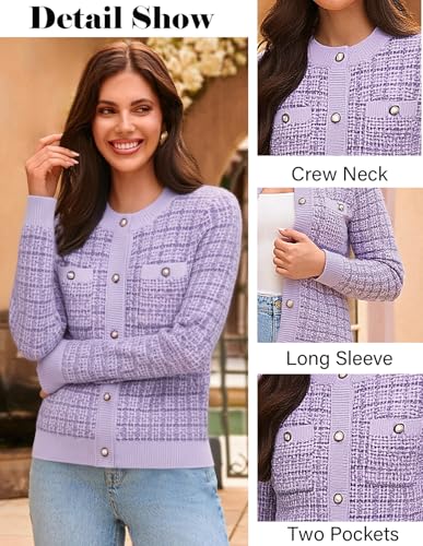 Image of GRACE KARIN Womens Open Front Button Down Long Sleeve Texture Knit Cardigan Sweaters with Pockets