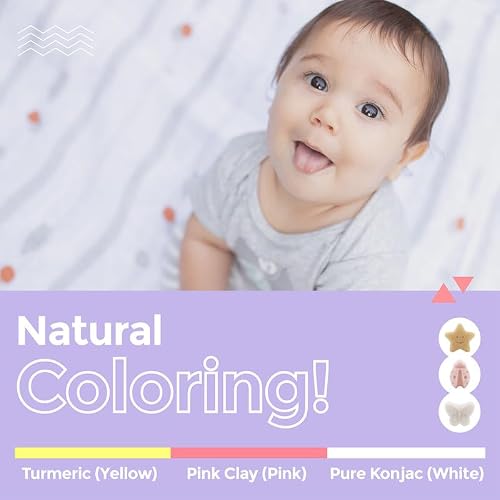 myHomeBody Konjac Baby Sponge for Bathing, Cute Shapes Natural Kids Bath loofah for Infants, Toddler, Newborns, Safe Plant-Based, 3pc. Set: Butterfly, Ladybug, Star - Thumbnail 5
