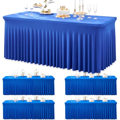 Nappe rectangulaire élasthanne bleu roi lot de 4 pour table 180 cm - 2