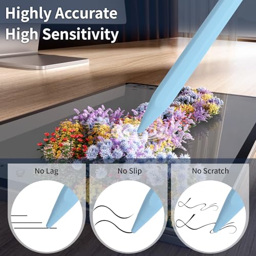 Image of 2-in-1 Pencil for Apple iPad, Stylus Pen for iPad, Stylus Pen for Touchscreen Suitable for iPad /iPhone /Samsung /Android Smartphone and Tablets, Compatible with All Touchscreen (Blue)