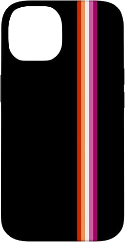 Funda de rayas arcoíris LGBT para iPhone 14 con la bandera del orgullo lésbico sutil