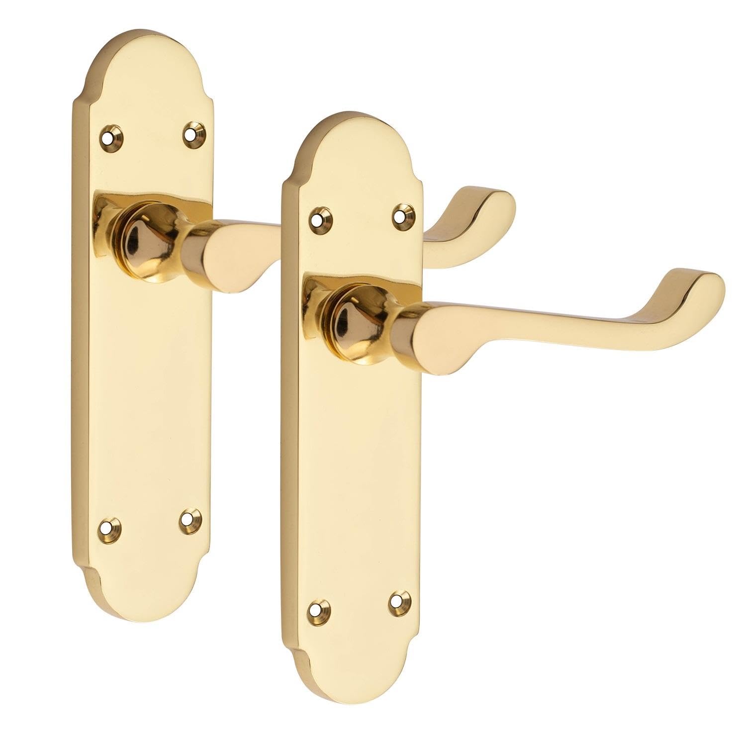 Golden Grace 1 Pair Victorian Scroll Epsom Design Door Handle Polished Brass Finish 168 x 40mm