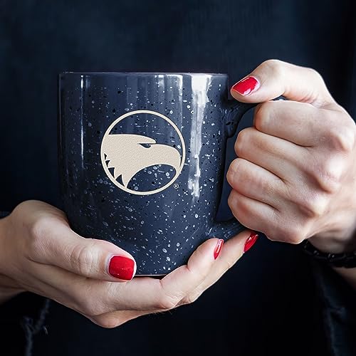 Image of Rico Industries NCAA Georgia Southern Eagles Navy Blue Personalized 16 oz Team Color Laser Engraved Speckled Ceramic Coffee Mug