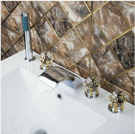 Robinet de pont douche salle de bain laiton chrome Gowe