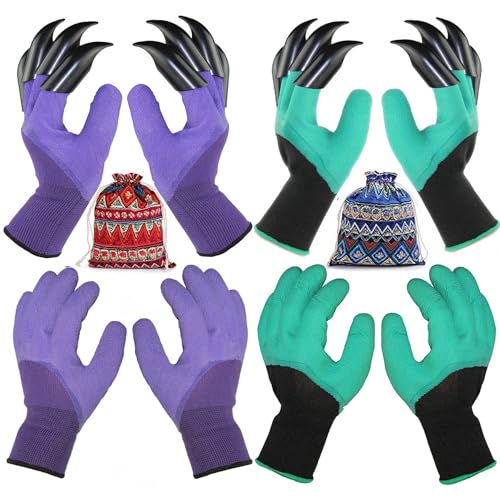 UIOOIU 4 Pairs Gardening Gloves with Claws