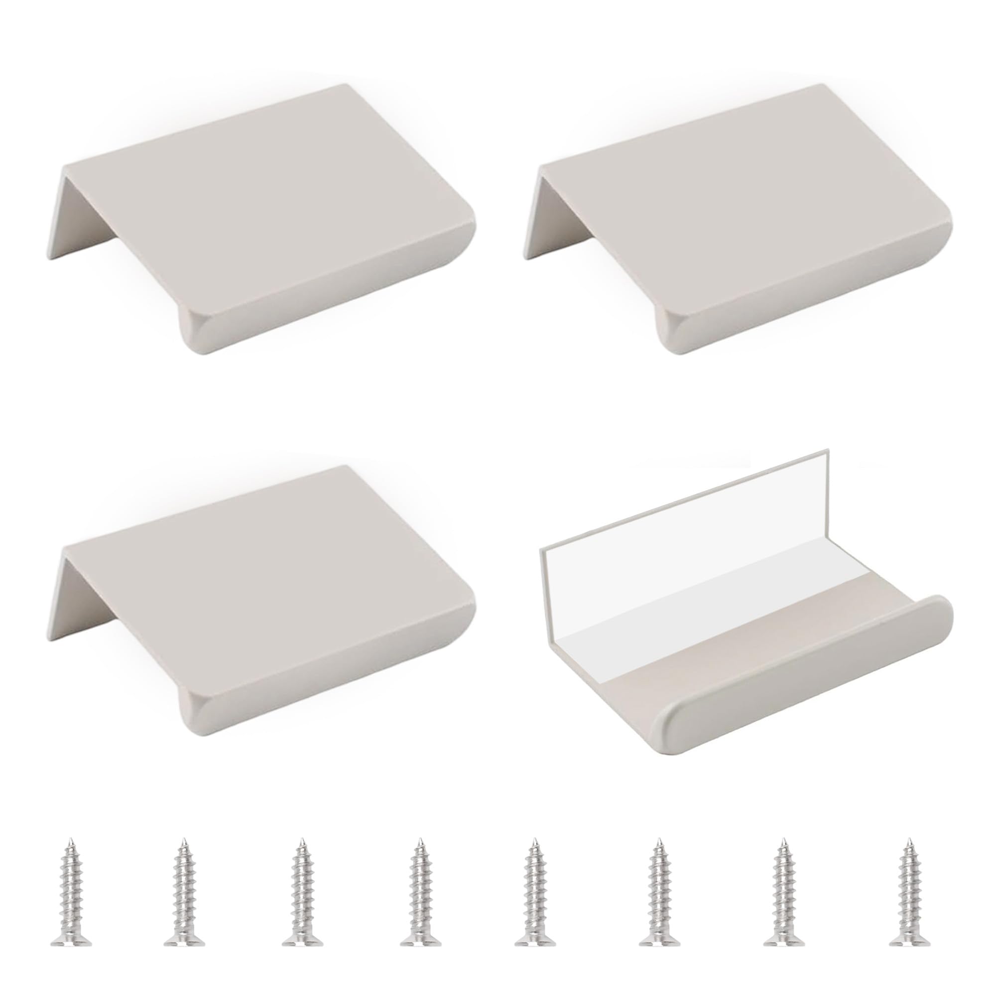 MOROBOR Cashmere Gray Finger Edge Pull, 4 Pack Aluminum Alloy Concealed Handle Pulls Modern Invisible Right Angle Drawer Handles for Cabinet Kitchen Door/50mm — image 1