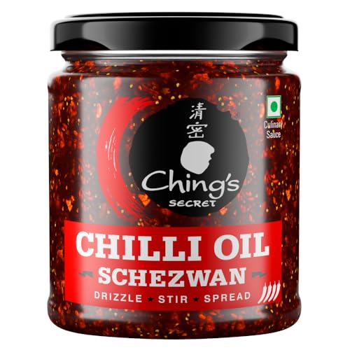 Image of Ching's Chilli Oil Schezwan - 170g | Garlic Schezwan Chilli Oil with Real Sichuan Pepper| Use on Noodles, Fried Rice, Momos, Pizza, Pasta, Indian Curries & Dal| Drizzle, Stir, Spread